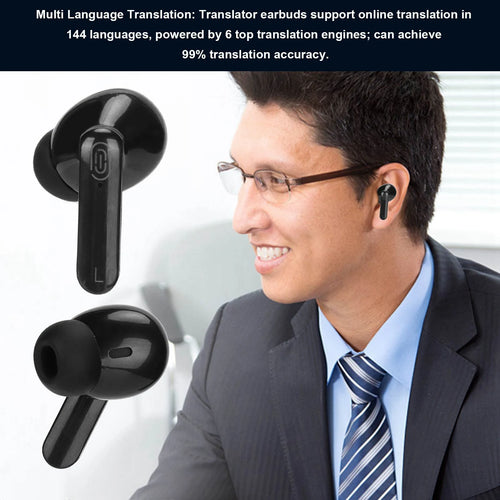 Load image into Gallery viewer, Language Translator Earbuds Intelligent Black Wireless Language Translator Earbuds High Accuracy for Learning for Travel
