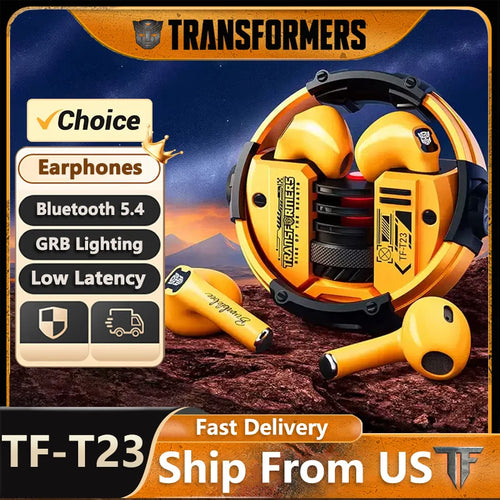 Load image into Gallery viewer, Ship From US Transformers Wireless Bluetooth Earphones Low Latency Gaming Headset TF-T23 HD Call with Mic Earbuds Sport
