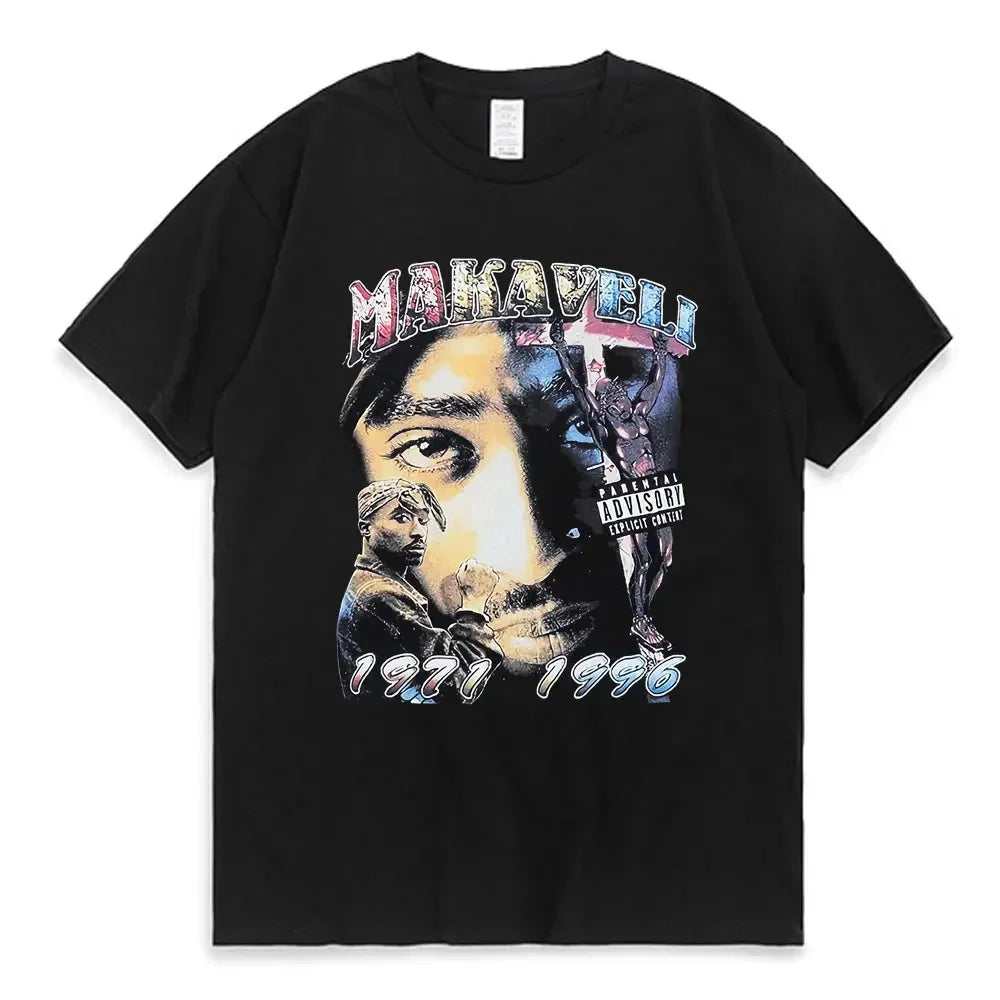 Trend Men Women 2025 Tupac 2pac Cotton T-Shirt Printed T Shirt Short Sleeve Tshirt Oversized Streetwear Tee Y2k Tops Clothes