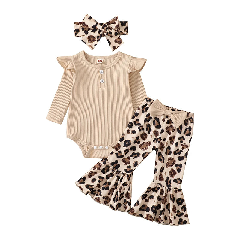 Toddler Girls Winter Outfit Long Sleeve Knit Sweater Floral Print Leggings Set for Baby Girls 0-24 Months