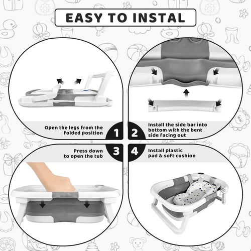 Load image into Gallery viewer, Baby BathTub with Bath Cushion, Portable and foldable, real-time temperature sensor, with a drainage hole
