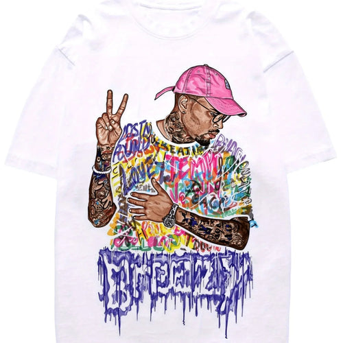 Load image into Gallery viewer, Hip Hop Man Print T-Shirt Cotton Vintage Style Round Neck Soft And Breathable
