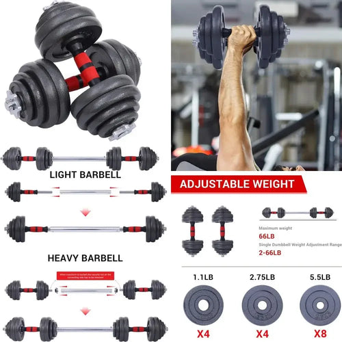 Load image into Gallery viewer, Adjustable Dumbbells and Barbell Set, Home Gym Weights, 22-105 Lbs, Anti-Slip Design
