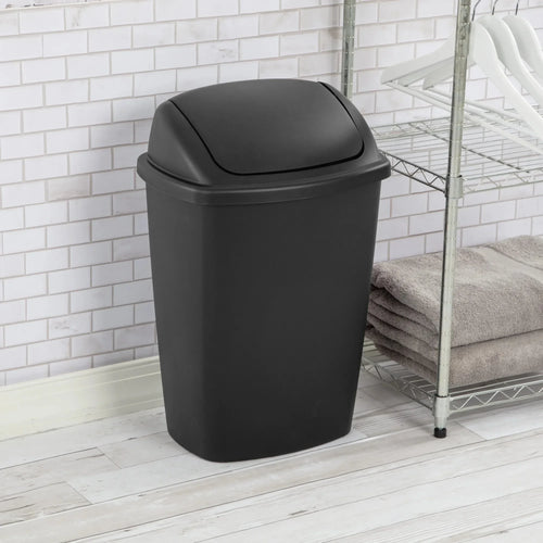 Load image into Gallery viewer, Sterilite 7.5 Gallon SwingTop Trash Can, Plastic, Kitchen, Black Trash Can

