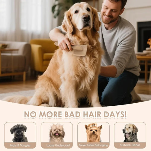 Load image into Gallery viewer, Large Slicker Brush for Dogs 3PC Pet Grooming Kit with Undercoat Rake and Stainless Steel Comb for Thick Coats Long Pins Effect
