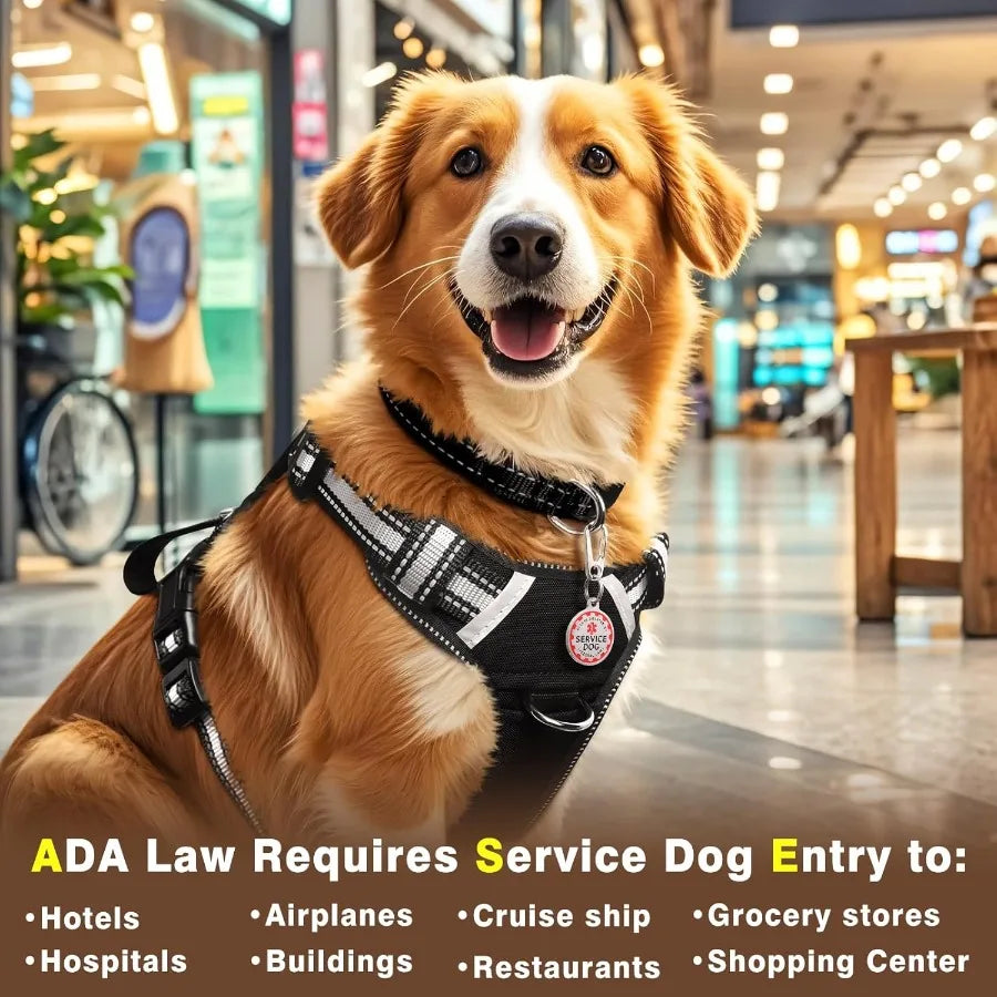 Service Dog Vest No Pull with 7 Dog Patches+ID Tag Reflective Pet Harness with Durable Soft Padded Handle Easy Put On Off for T