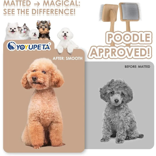 Load image into Gallery viewer, Large Slicker Brush for Dogs 3PC Pet Grooming Kit with Undercoat Rake and Stainless Steel Comb for Thick Coats Long Pins Effect
