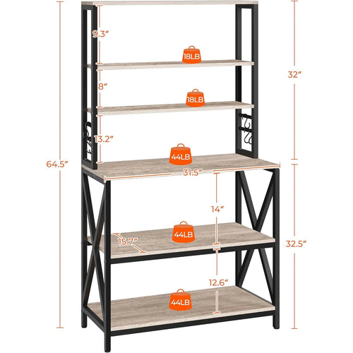 Load image into Gallery viewer, 6-Tier Kitchen Bakers Rack, 31.5 Inch Coffee Bar Table, Farmhouse Microwave Oven Stand Cabinet for Small Spaces,Corner Organizer
