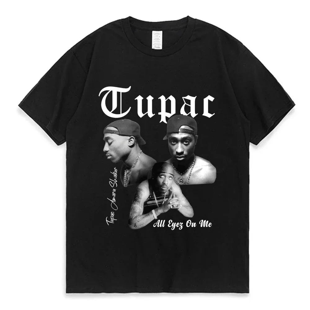 Trend Men Women 2025 Tupac 2pac Cotton T-Shirt Printed T Shirt Short Sleeve Tshirt Oversized Streetwear Tee Y2k Tops Clothes