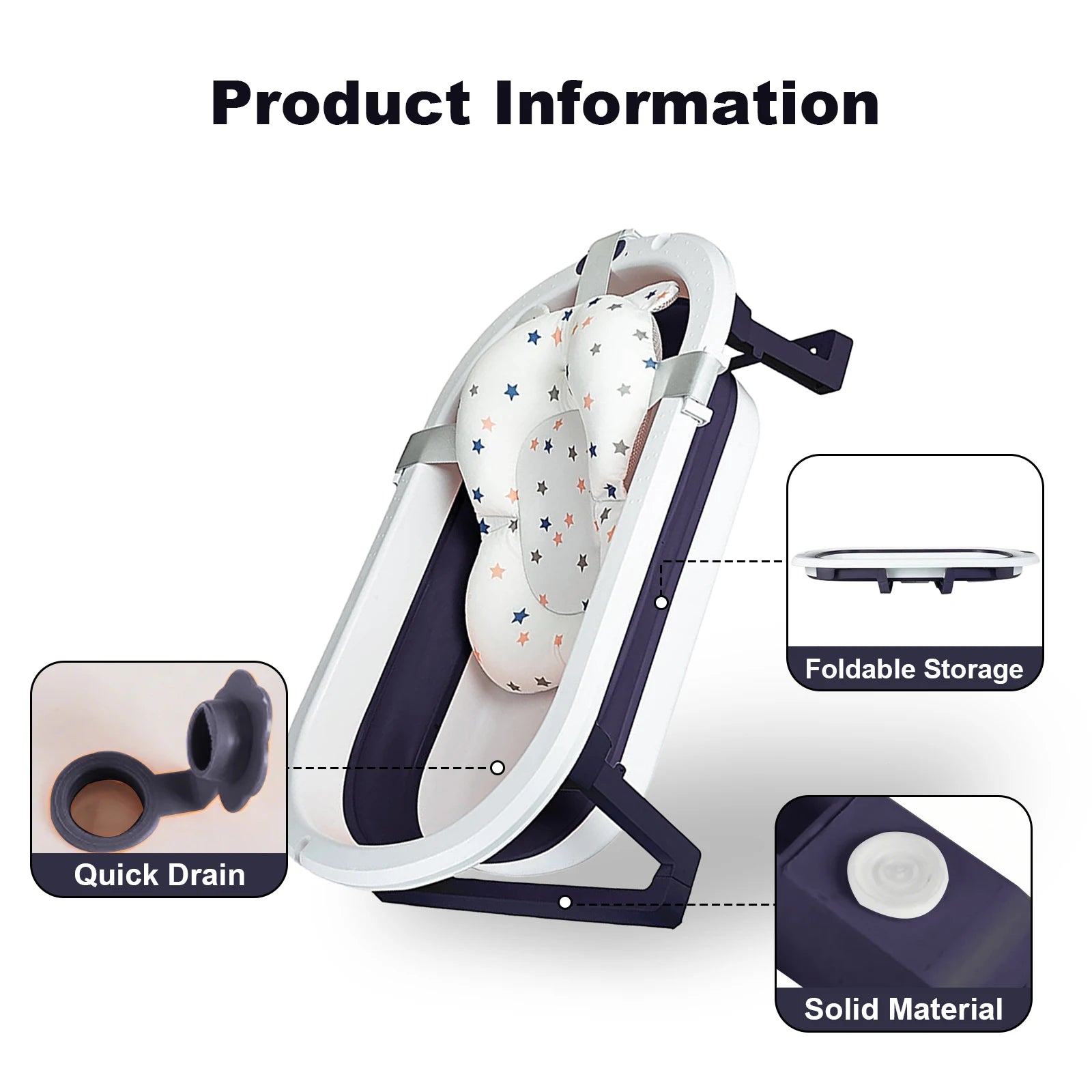 Newborn Collapsible Baby Bathtub Portable Travel Bathtub  Foldable Baby Bathtub Foldable Bath Basin Newborns For Baby 0-36 Month