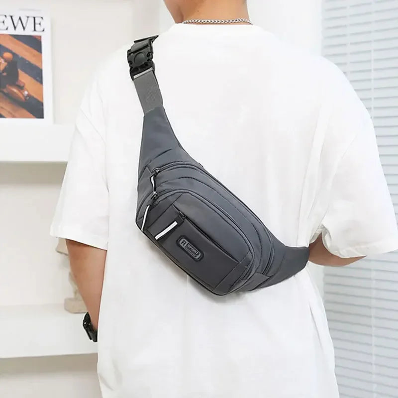 Men Canvas Fanny Waist Packs Unisex Fit Waistpack Mobile Sports Outdoor Running Anti Theft Ultra Thin Invisible Waist Bag