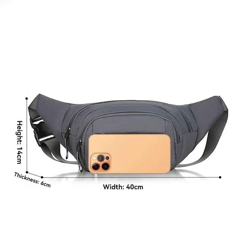 Men Canvas Fanny Waist Packs Unisex Fit Waistpack Mobile Sports Outdoor Running Anti Theft Ultra Thin Invisible Waist Bag
