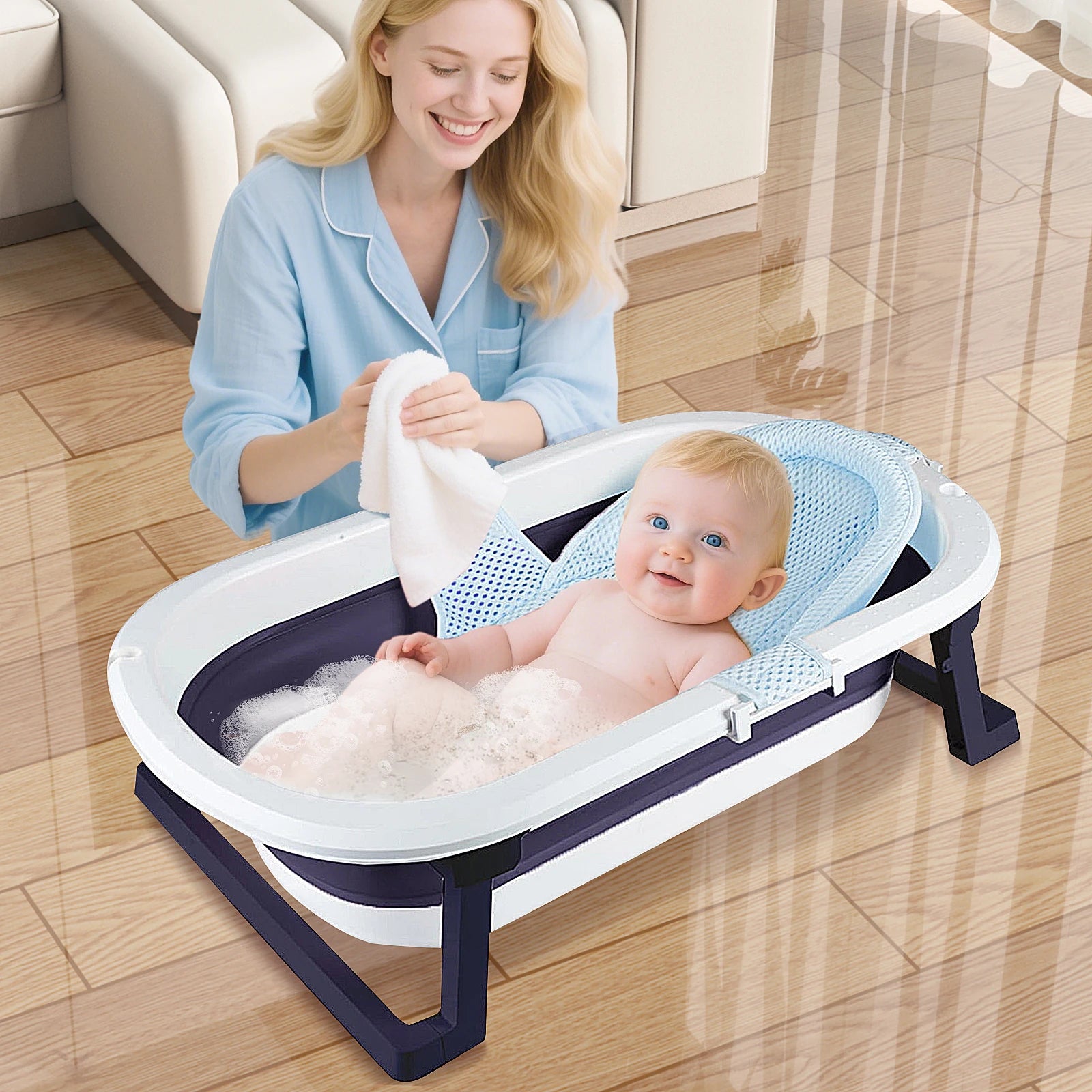 Newborn Collapsible Baby Bathtub Portable Travel Bathtub  Foldable Baby Bathtub Foldable Bath Basin Newborns For Baby 0-36 Month