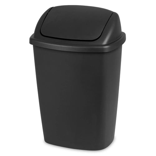 Load image into Gallery viewer, Sterilite 7.5 Gallon SwingTop Trash Can, Plastic, Kitchen, Black Trash Can
