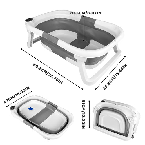 Load image into Gallery viewer, Baby BathTub with Bath Cushion, Portable and foldable, real-time temperature sensor, with a drainage hole
