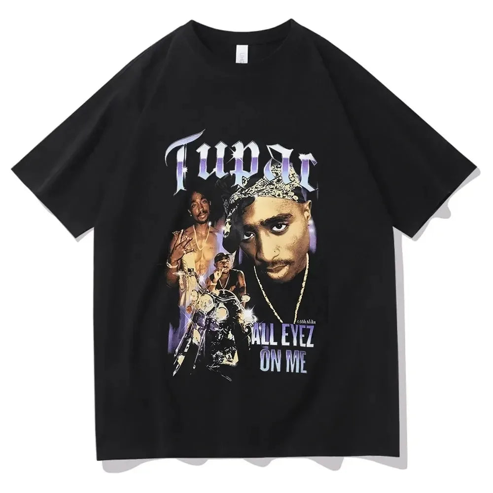 Trend Men Women 2025 Tupac 2pac Cotton T-Shirt Printed T Shirt Short Sleeve Tshirt Oversized Streetwear Tee Y2k Tops Clothes