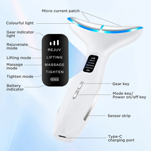 Load image into Gallery viewer, 3 Massage Modes Microcurrent Neck Beauty Device Face Lifting Firming Massage Neck Beauty Instrument Tighten Skin Care Tool
