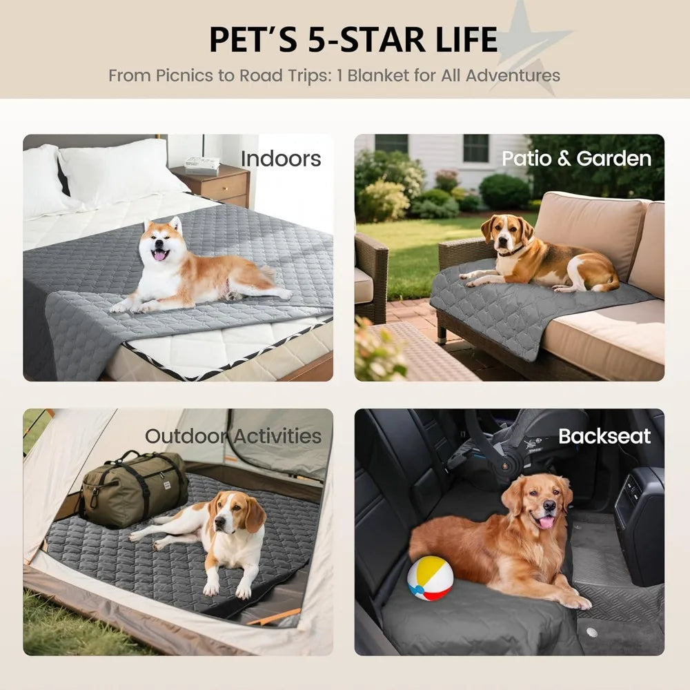 gogobunny 3X Stronger Waterproof Pet Blanket, Scratch Proof Furniture Protector for Dogs Cats, Reversible Cover 30x70 Inch, Dark