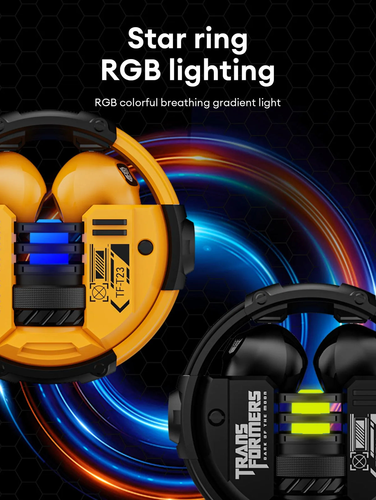 Ship From US Transformers Wireless Bluetooth Earphones Low Latency Gaming Headset TF-T23 HD Call with Mic Earbuds Sport