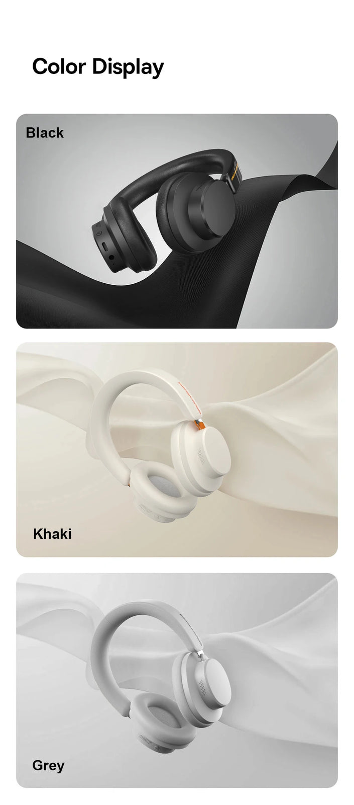 ANC Noise Cancelling Headphones Bluetooth 5.4 Earphone HIFI Stereo Headset 40mm Driver portable Over Ear Headphone 60H Time