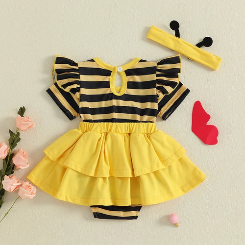 Load image into Gallery viewer, Baby Girl Summer Outfit Sleeveless Floral Print Ruffle Romper with Matching Headband and Sandals Set for Newborns
