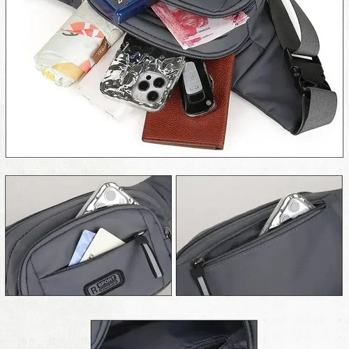 Load image into Gallery viewer, Men Canvas Fanny Waist Packs Unisex Fit Waistpack Mobile Sports Outdoor Running Anti Theft Ultra Thin Invisible Waist Bag
