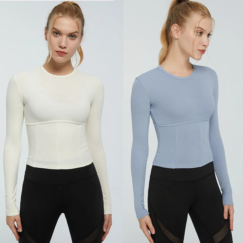 Women's Sports Wear For Fitness Running Jogging Seamless Long Sleeve Gym Woman Sport Shirt Yoga Top Female Workout Tops T-shirt