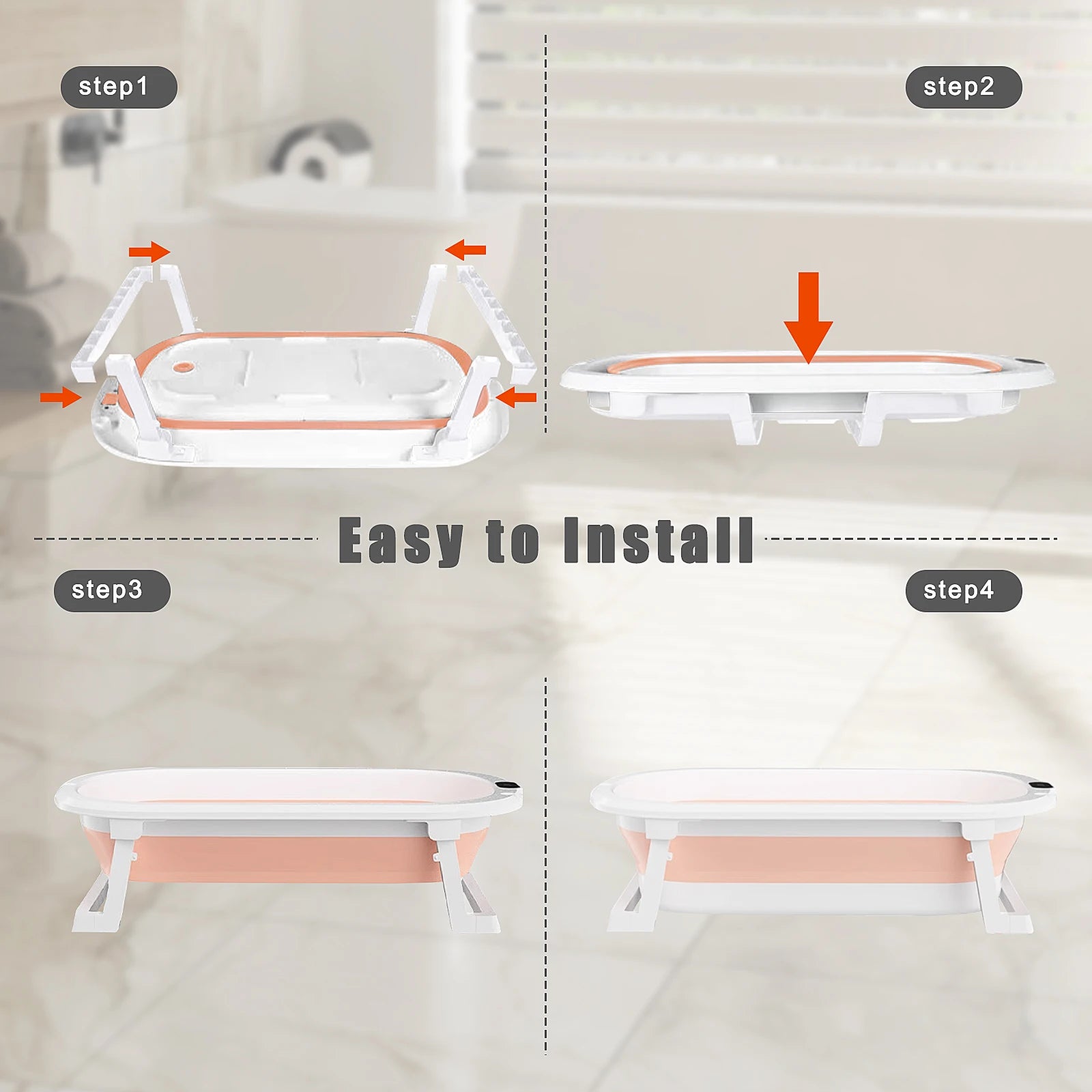 Newborn Collapsible Baby Bathtub Portable Travel Bathtub  Foldable Baby Bathtub Foldable Bath Basin Newborns For Baby 0-36 Month