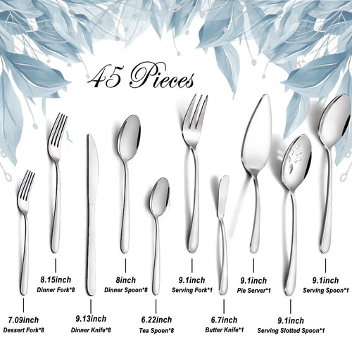 Load image into Gallery viewer, 65 Pcs Silverware Set with Serving Set for 12, Stainless Steel Flatware Cutlery Set Contains 5 Pcs Serving Set, for Home
