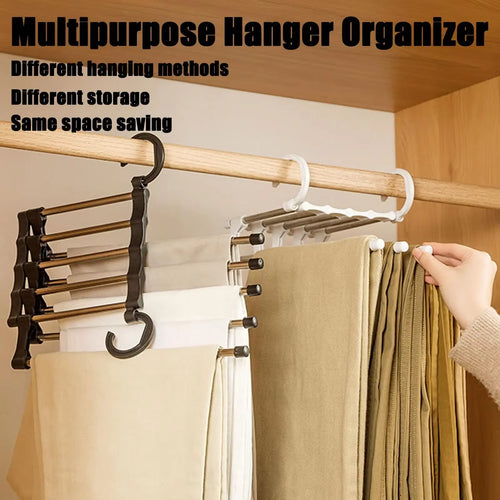 Load image into Gallery viewer, MaxiRack 5-in-1 Magic Trouser Rack – Stainless Steel Folding Pant &amp; Tie Organizer for Closet &amp; Wardrobe Storage
