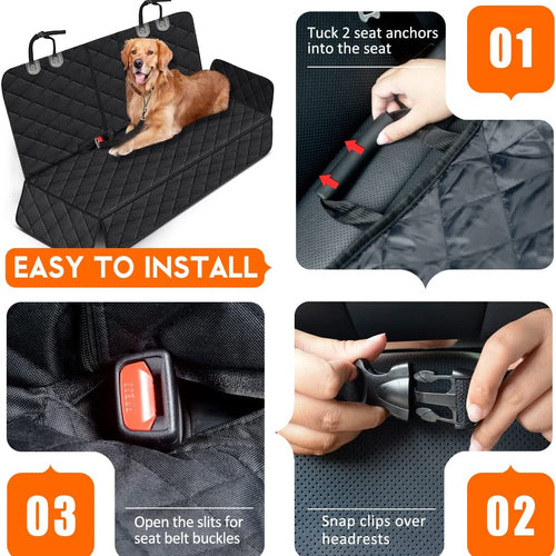 Load image into Gallery viewer, Dog Car Seat Cover, Back Seat Cover for Dogs Pet Car Seat Protector Waterproof Bench Car Seat Cover, Non-Slip Reat Seat Cover Fits Middle Armrest for Most Cars Trucks Suvs - Black
