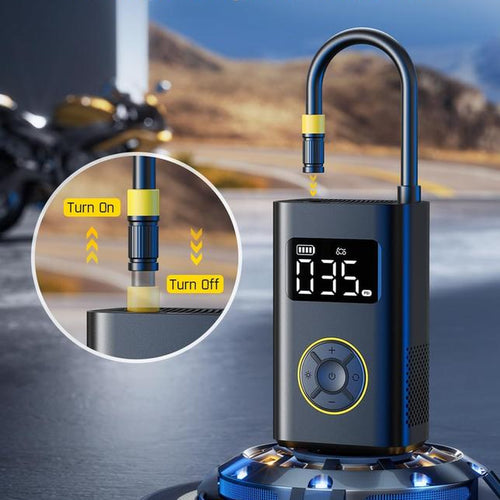 Load image into Gallery viewer, Portable Tire Inflator: Smart ON/OFF Hose Design

