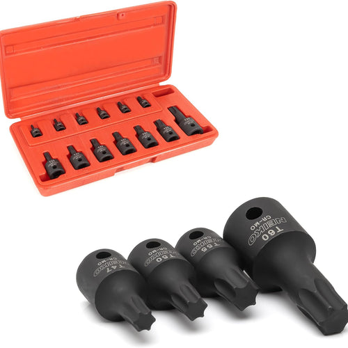 Load image into Gallery viewer, 10281B Impact Torx Bit Socket Set 13 Piece 6 Point Star Sockets Heavy Duty Impact Grade Cr-Mo T10 to T60 High Impact ABS Blow Molded Storage Case
