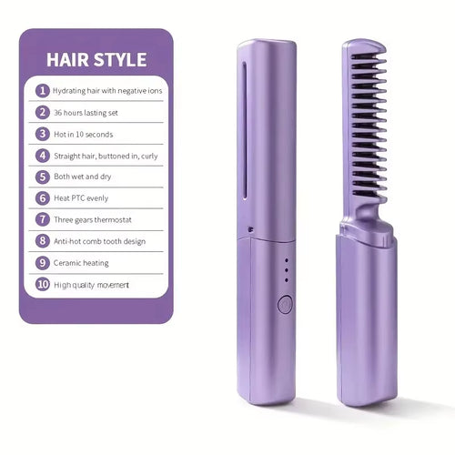 Load image into Gallery viewer, GlamWave Pro – Portable Wireless Heated Hair Straightener &amp; Curler Brush
