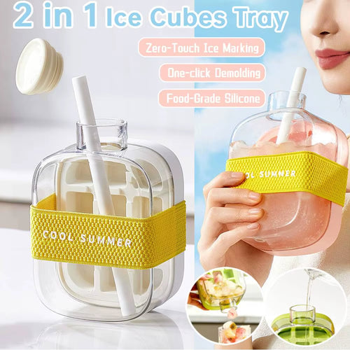 Load image into Gallery viewer, ChillSip Bottle Set – Stylish Water Bottle with Straw &amp; Zero-Contact Ice Cube Tray

