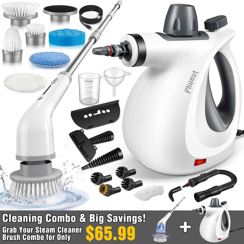 Load image into Gallery viewer, Pressurized Handheld Steam Cleaner &amp; Rechargeable Spin Scrubber
