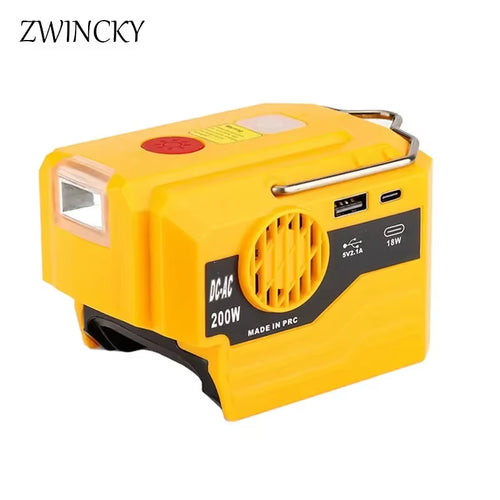 Load image into Gallery viewer, PowerPro Dewalt Battery Inverter – 18V-20V DC to 120V/220V AC with Dual USB, Ultimate Outdoor Power Adapter
