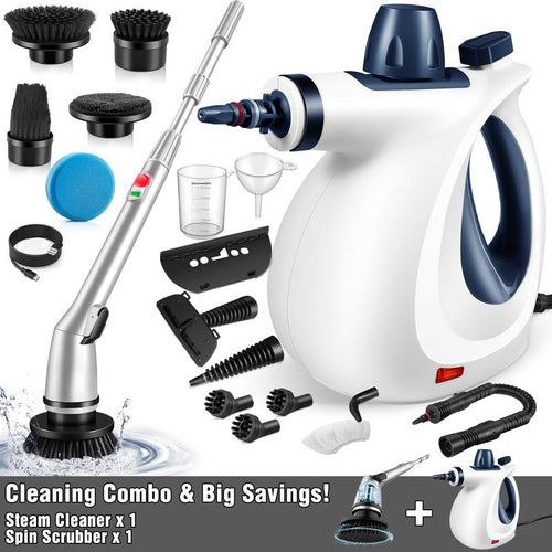 Load image into Gallery viewer, Pressurized Handheld Steam Cleaner &amp; Rechargeable Spin Scrubber
