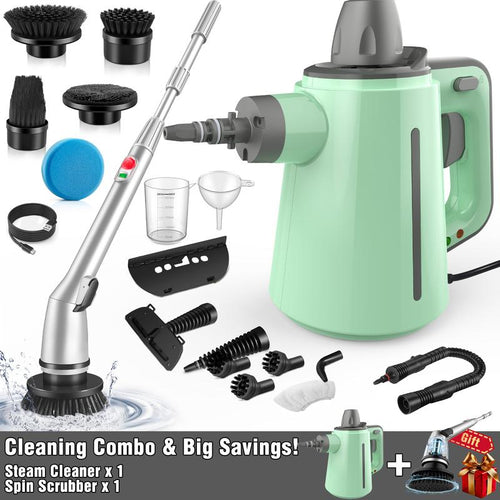 Load image into Gallery viewer, Pressurized Handheld Steam Cleaner &amp; Rechargeable Spin Scrubber
