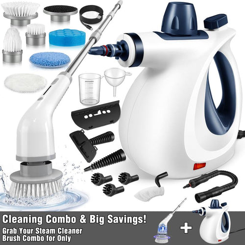 Load image into Gallery viewer, Pressurized Handheld Steam Cleaner &amp; Rechargeable Spin Scrubber
