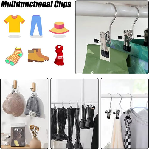 Load image into Gallery viewer, SpaceSaver 360° Rotating Boot Hanger – Portable &amp; Space-Saving Stainless Steel Clip for Closet &amp; Travel

