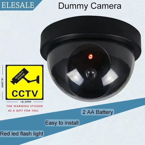 Load image into Gallery viewer, Creative Black Plastic Dome CCTV Dummy Camera Flashing Led Fake Camera Power via AA Battery Surveillance Security System
