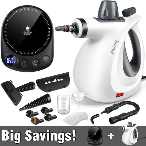 Load image into Gallery viewer, Pressurized Handheld Steam Cleaner &amp; Rechargeable Spin Scrubber
