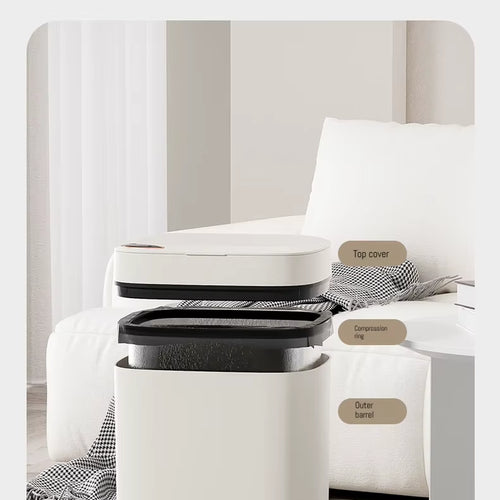 Load image into Gallery viewer, 16L Smart Bathroom Trash Can White Non-Contact Narrow Smart Sensor Trash Can Smart Home Automatic Bagging Electronic Trash Can
