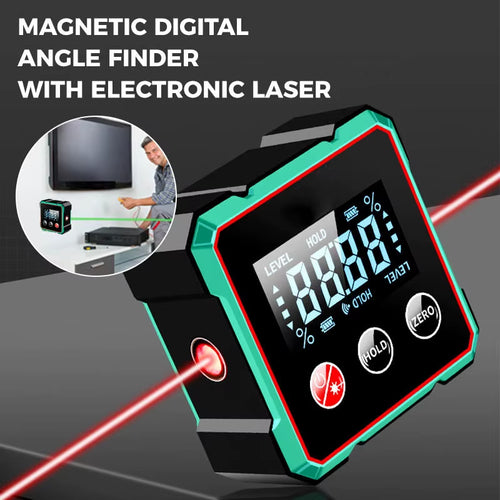 Load image into Gallery viewer, AngleMaster 360° Digital Protractor – Magnetic Laser Angle Finder with LCD Display &amp; Inclinometer
