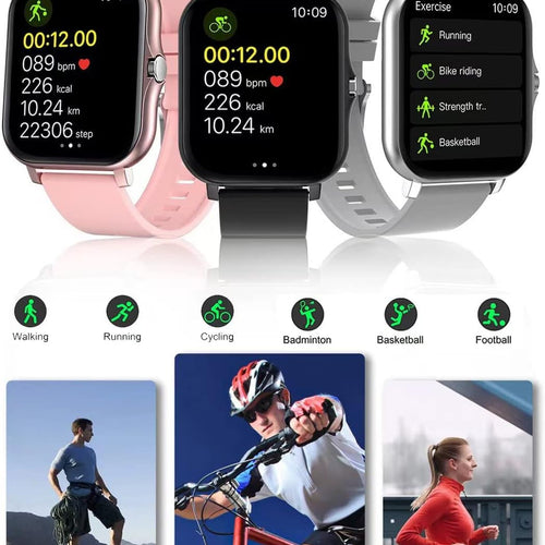 Load image into Gallery viewer, Smart Fitness Tracker Watch for Android/Ios - IP68, Heart Rate/Blood Oxygen/Sleep Monitoring, 8 Sports Modes, Breath Training, Weather Updates - 1.69-Inch Display for Men and Women (Rose Gold)
