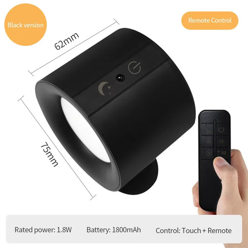 Load image into Gallery viewer, Led Double Head Wall Lamp Touch Control Remote 360 Rotatable USB Recharge 3Colors Wall Lights Wireless Night Lights for Bedroom
