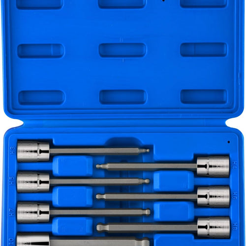 Load image into Gallery viewer, 10243A 3/8-Inch-Drive Extra-Long Ball-End Hex-Bit Socket Set, Metric Sockets 3/8&quot; or 3 to 10 Mm, S2 Steel, 7-Piece Set
